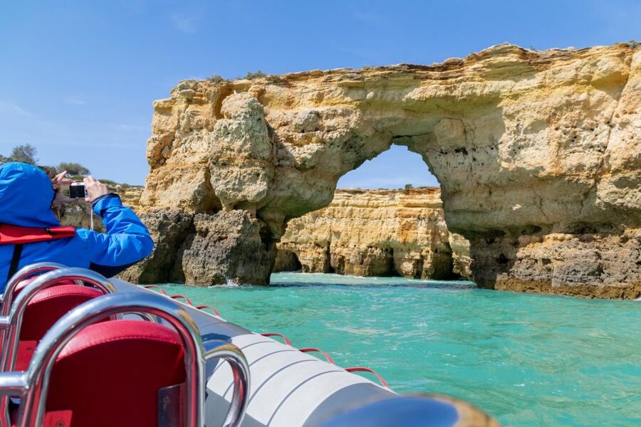 Albufeira: Dolphins & Benagil Caves RIB Tour - Searching for dolphins along the Algarve coast