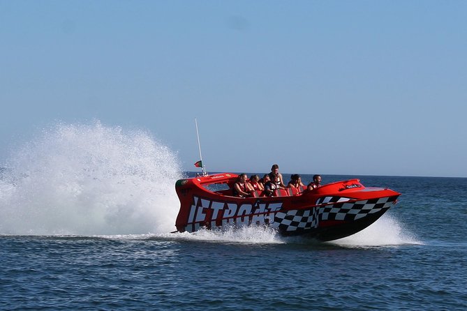 Algarve Jet Boat Tour from Albufeira - Coastal views and cave scenery between the action