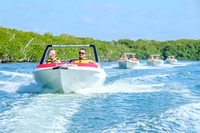 Cancun speedboat and snorkel tour: shared speedboat - Punta Nizuc snorkeling and underwater statues