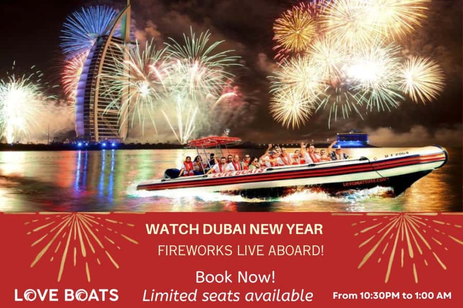 Dubai - New Year's Eve Fireworks show on a Speedboat - A New Year’s Eve view from the Arabian Gulf