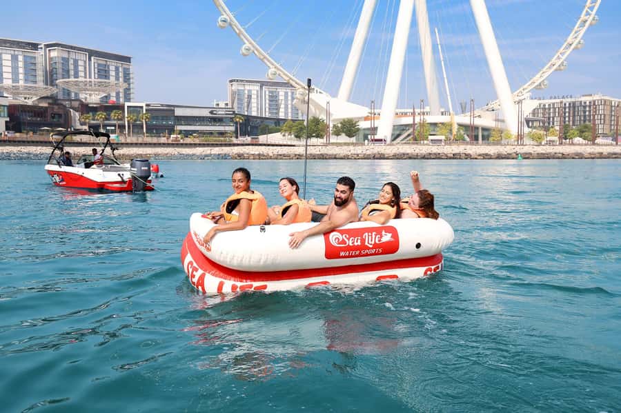 Dubai: Speedboat-Pulled Donut Ride Trip in JBR - From Dubai Harbor to the open water