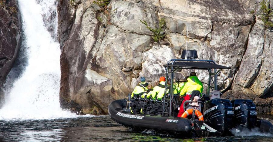 Eidfjord: 1-Hour Fjord RIB Tour - Stopping outside the Sima power plant