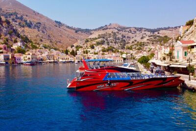 Fast Boat To Symi with a swimming stop at St George’s Bay! (Only 1hr journey)