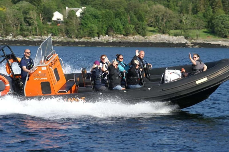 Fort William: Speed Boat Adventure - The Jacobite Steam Train by the shoreline