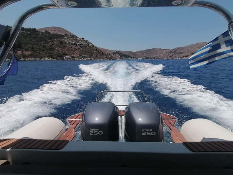 From Faliraki : Speedboat tour kalithea caves&antony kouin - Following the coast toward Traganou Bay