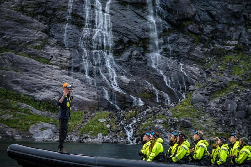 From Hellesylt: Experience Fjordsafari Geirangerfjord on RIB - Seven Sisters waterfall from below