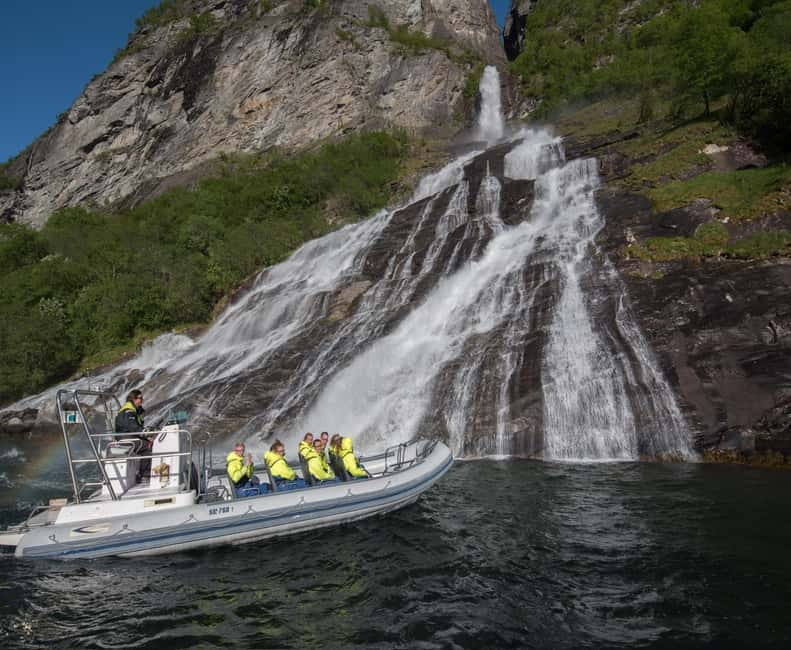 From Hellesylt: Experience Fjordsafari Geirangerfjord on RIB - Skagefla and the remote farms above you