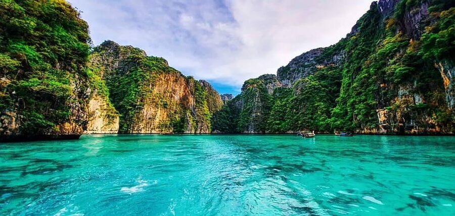 From Krabi: Phi Phi Islands Speedboat Day Tour - Viking Cave and Monkey Beach from the boat
