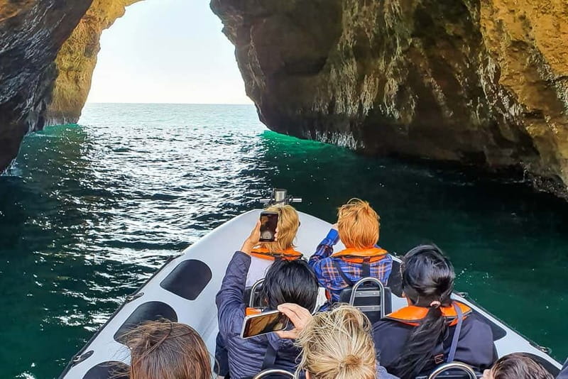 From Lagos: Benagil Caves Speedboat Adventure - Dolphins, spray, and changing sea conditions