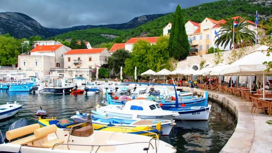 From Makarska: Full day private speed boat tour 3 islands - Zlatni Rat is a view from the water