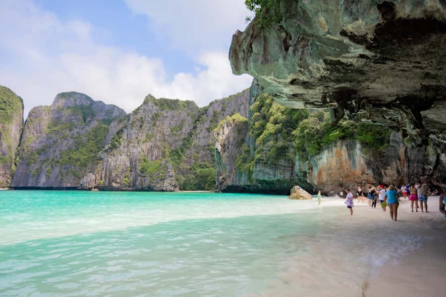 From Phi Phi Island: Maya Bay Sunset & Plankton by Speedboat - Maya Bay at golden hour