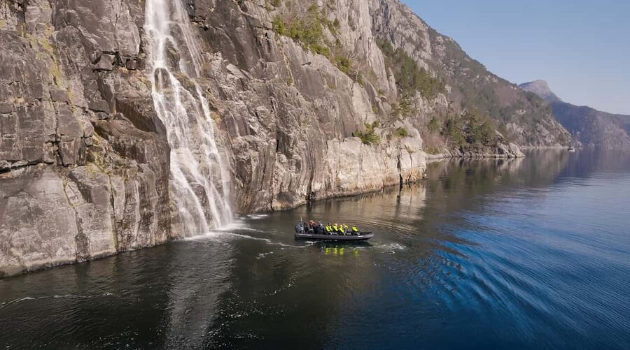 From Stavanger: Lysefjord RIB Boat Tour with Boathouse Visit - Pulpit Rock from below