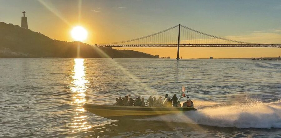Lisbon Speedboat Sunset with Monuments Sightseeing - Belém Tower from the water