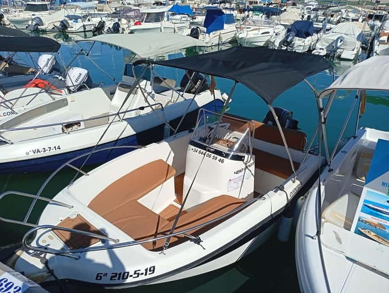 Malaga: 6-Seater Speedboat License-free Boat Rental - Dolphins, swimming, and sunset plans