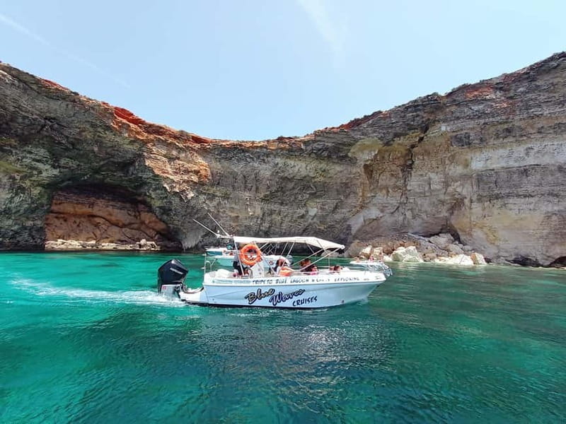 Mellieha: 1:00pm Speedboat round Comino Caves 2h Blue Lagoon - Elephant Rock and the Santa Maria Caves