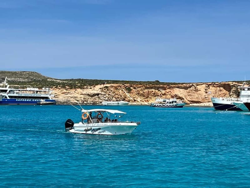 Mellieha: 1:00pm Speedboat round Comino Caves 2h Blue Lagoon - Marfa Bay to Santa Marija Battery