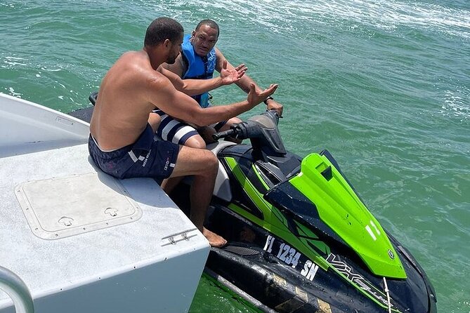 Miami Beach Jet Ski Rental with Free Jet Boat Ride - The party platform gives you a break between rides