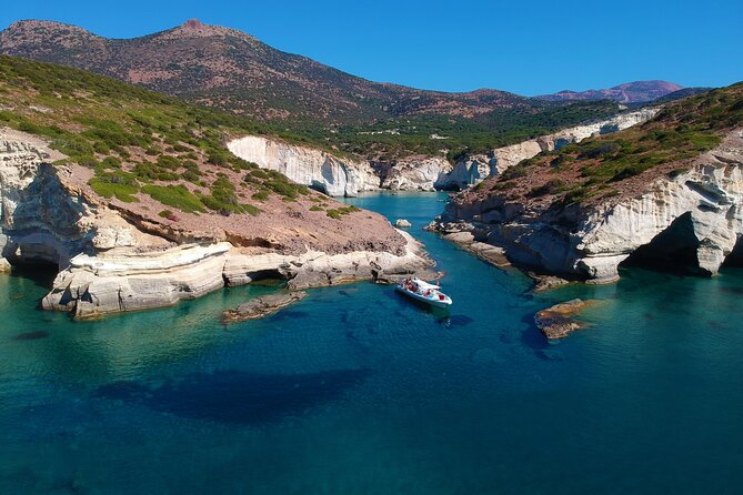 Milos: Half-Day Speedboat Cruise to Kleftiko with snorkeling tour - Guided snorkeling in a remote Milos bay