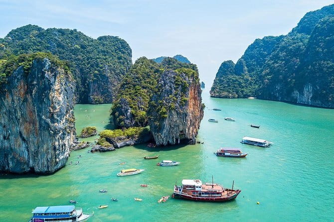 Phang Nga Bay Day Trip to Panak and James Bond Island by Speedboat from Phuket - Koh Rang Yai for swimming and shade