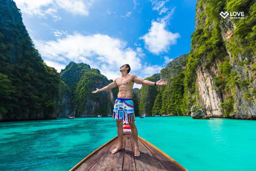 Phuket: Phi Phi Pileh Lagoon Bamboo Island by Speed Boat - Monkey Bay from the water