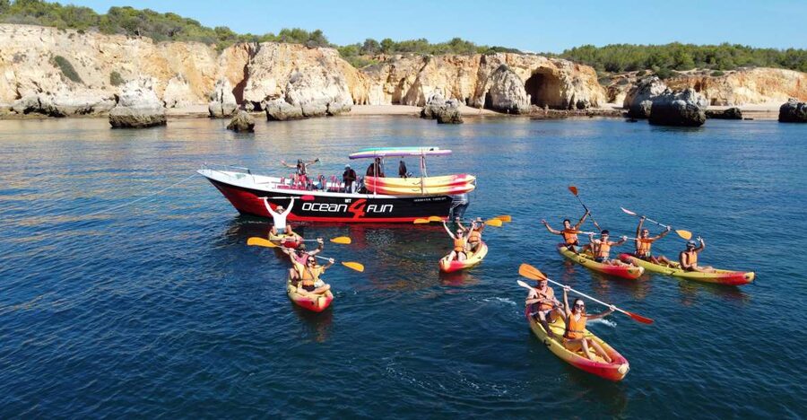 Portimão: Benagil Caves Speedboat and Kayak Guided Tour - Kayaking near Praia da Marinha