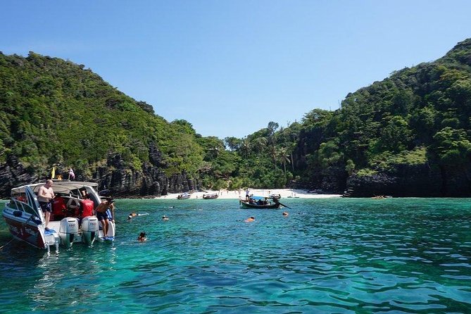 Private Phi Phi & 4 Islands Sunset Cruise by Speedboat - from Krabi - Phi Phi Le, four hours of bays and snorkeling