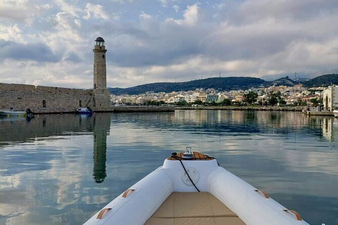Private RIB Boat Tour to the Secret Beach from Rethymno - Leaving Rethymno Old Harbour on a private RIB