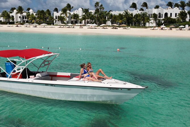 Private Speed Boat Charter in St Maarten & Nature Reserve - Baie Longue beneath La Samanna