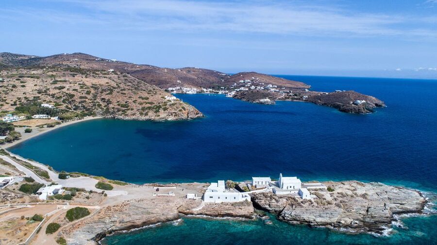 Private Speedboat Cruise to the South Coast of Sifnos Island - Chryssopigi and the monastery by the split rock
