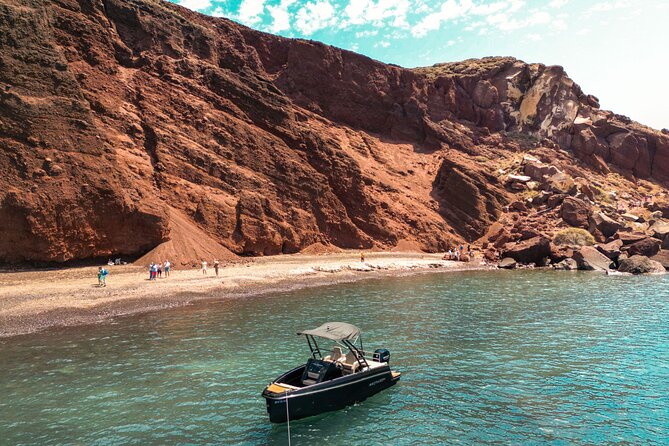 Rent a SpeedBoat in Santorini with License or Skippered - Oia from below, where the famous village makes sense
