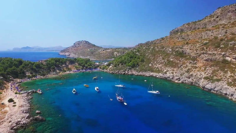 Rhodes: RIB Cruise with Drinks and 4 Swim Stops - Ladiko offers a second view of the same coast