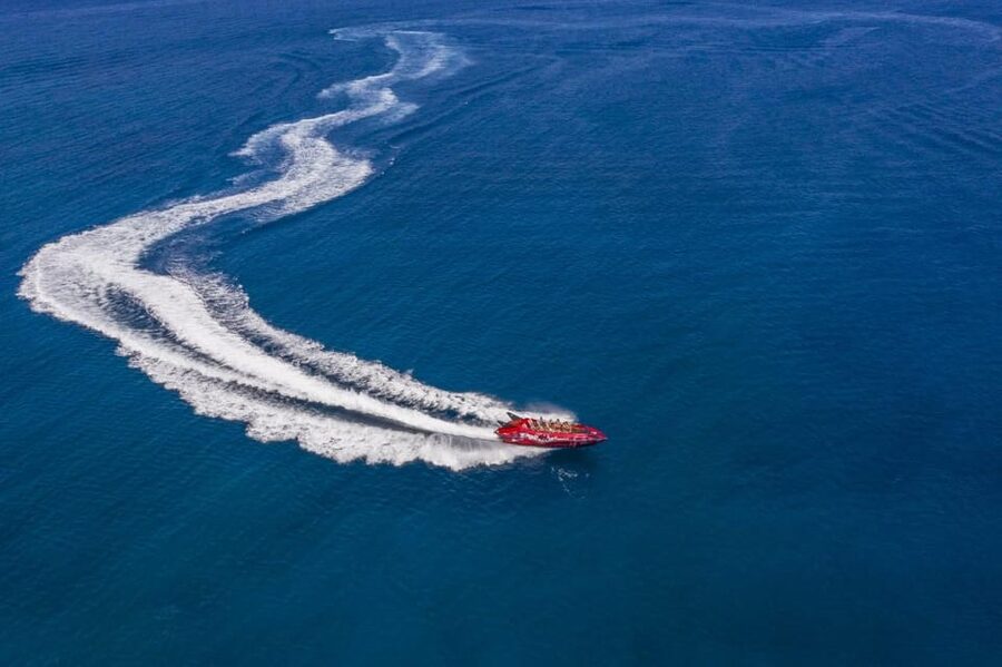 Rhodes Town: Adrenaline Jet Boat Adventure - Leaving Mandraki Harbour with the throttle open