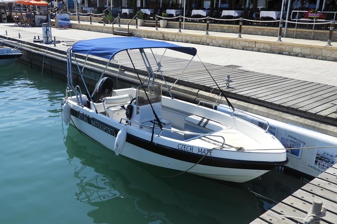 Self-drive Amathunta Private Speedboat to Blue Lagoon, Caves etc - Taking the wheel from Latchi Harbour