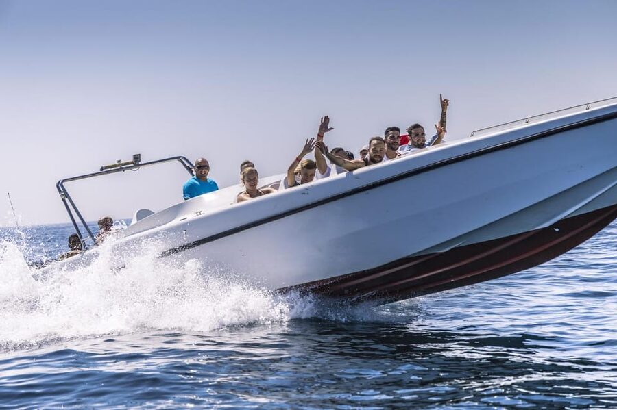 St Julians: Powerboat Gozo, Comino and Blue Lagoon - Leaving St George’s Bay by fast boat
