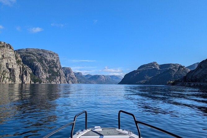 Stavanger: Guided Lysefjord Safari on Speedboat - Pulpit Rock from below