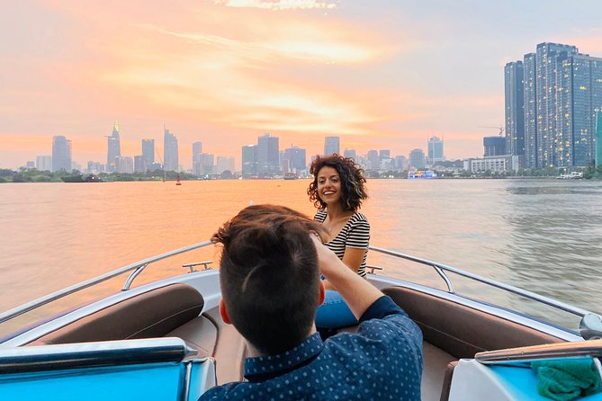 VIP Tour in Saigon: Romantic Sunset Cocktail by SpeedBoat - Leaving Bach Dang pier as Saigon cools down