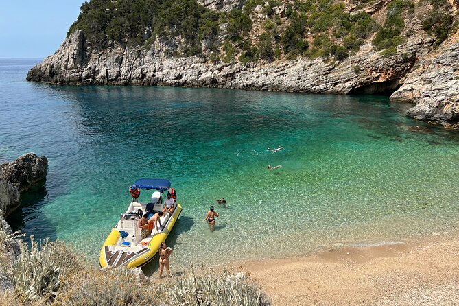 Vlore: Dafina Bay and Haxhi Ali Cave Private Speedboat Tour - Dafina Bay brings the longest main swim stop