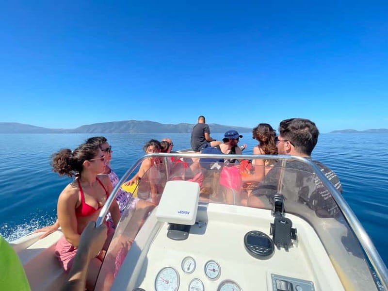 Vlore: Dafina Cave & Haxhi Ali Cave Speedboat Guided Tour - Three little beaches and St. Koli