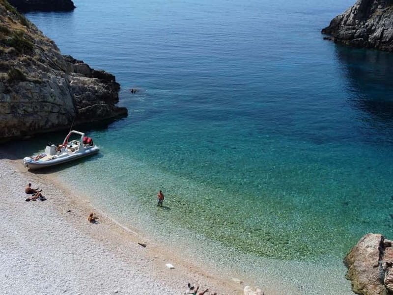 Vlore: Haxhi Ali Cave and Dafina Cave Speedboat Tour - Brisan Bay adds ruins to the swimming day